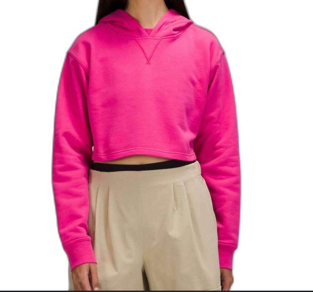Lululemon All Yours Cropped Trendy Barbiecore Hoodie In Bright Pink Size 6